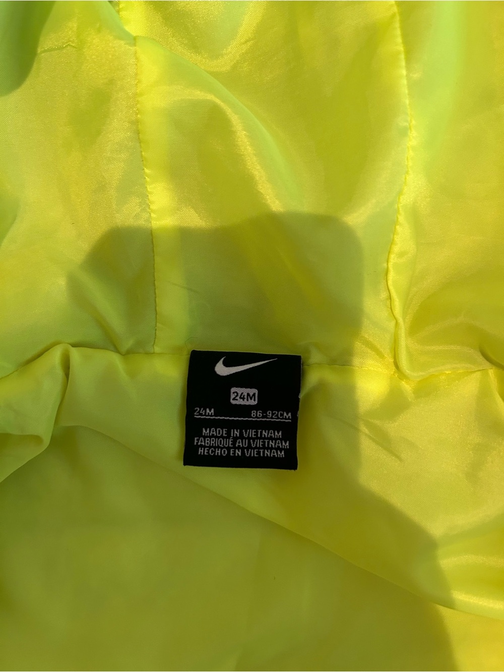 Nike 24 Month Boy Gray Puffer Jacket with Neon Yellow/Green Trim - Picture 3 of 4